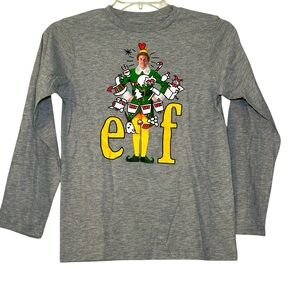 NWT ELF Shirt Medium Youth Gray Long Sleeves Christmas Holiday Knit‎